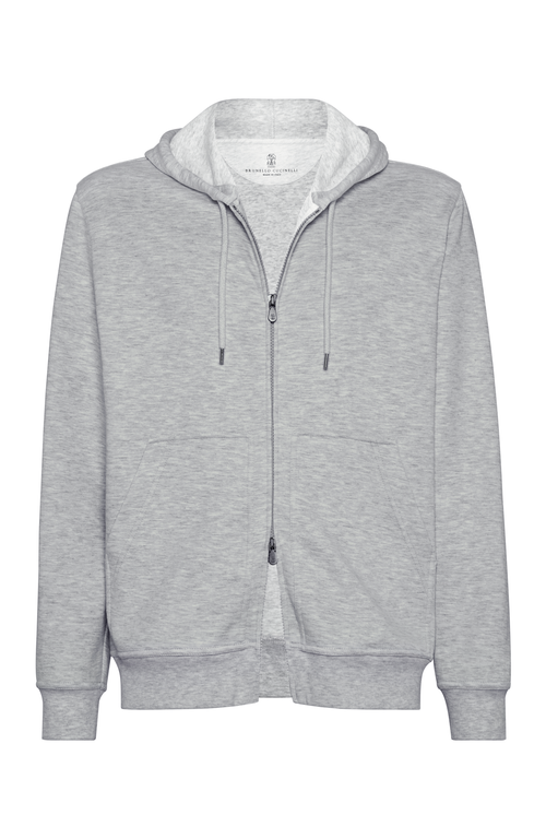 Brunello Cucinelli Double Cloth Sweatshirt In Medium Grey