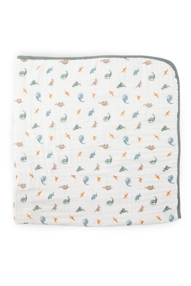 Organic Cotton Muslin Quilted Throw, Alternate, color, LITTLE DINO