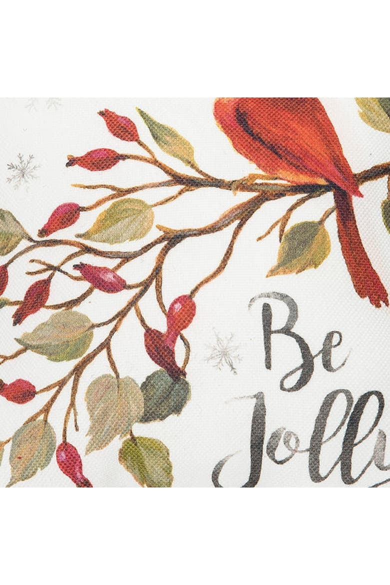 Be Jolly Cardinal Small Petite Size Printed Christmas Small Petite Size Accent Throw Pillow, 8" x 8", Alternate, color, White
