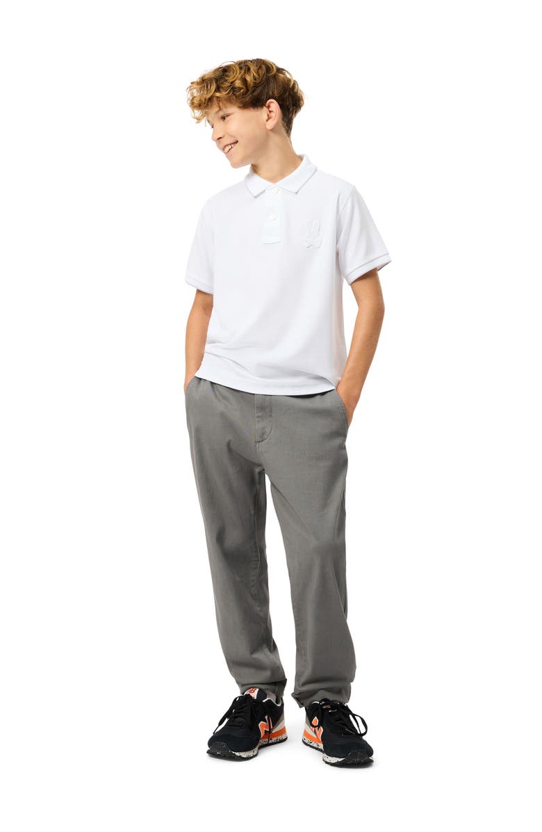 Psycho Bunny Kids' Kingston Tipped Piqué Polo, Alternate, color, White