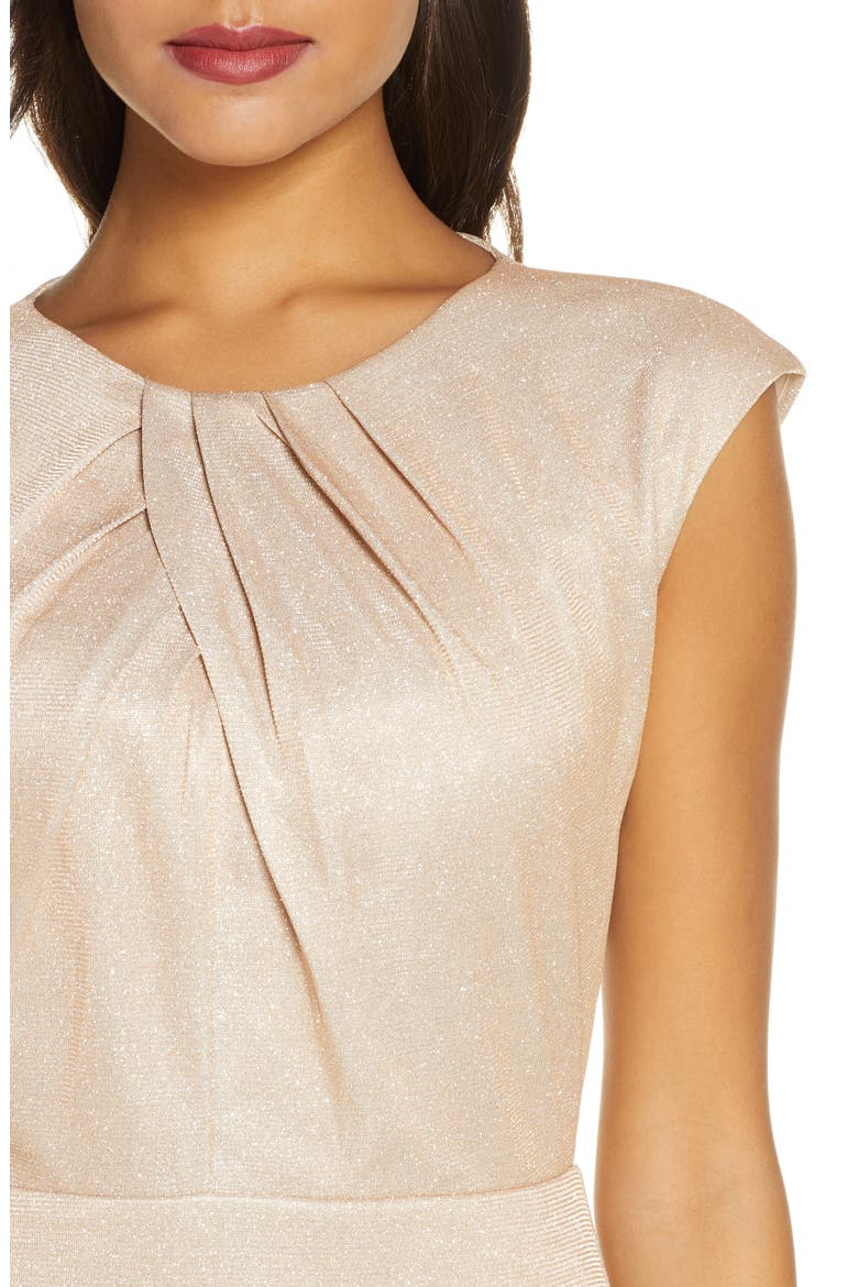 Metallic Knit Cap Sleeve Dress, Alternate, color, GOLD