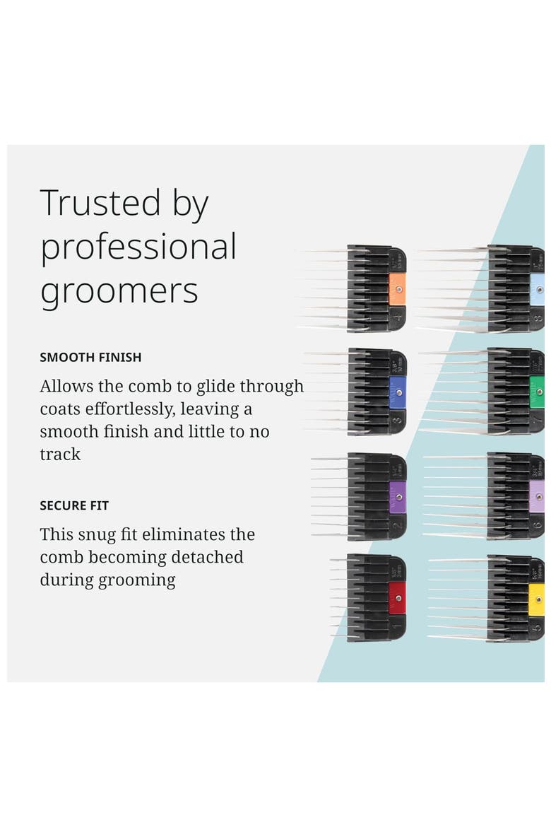 Stainless steel clipper guide comb set for dog, cat, and animal grooming, Alternate, color, Black