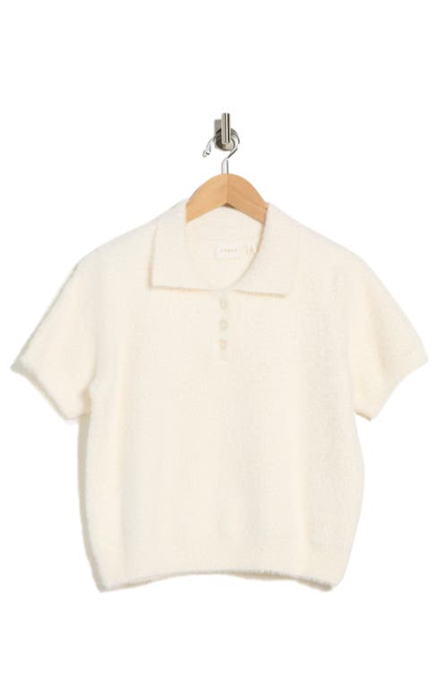 Cyrus Eyelash Knit Polo Sweater In White