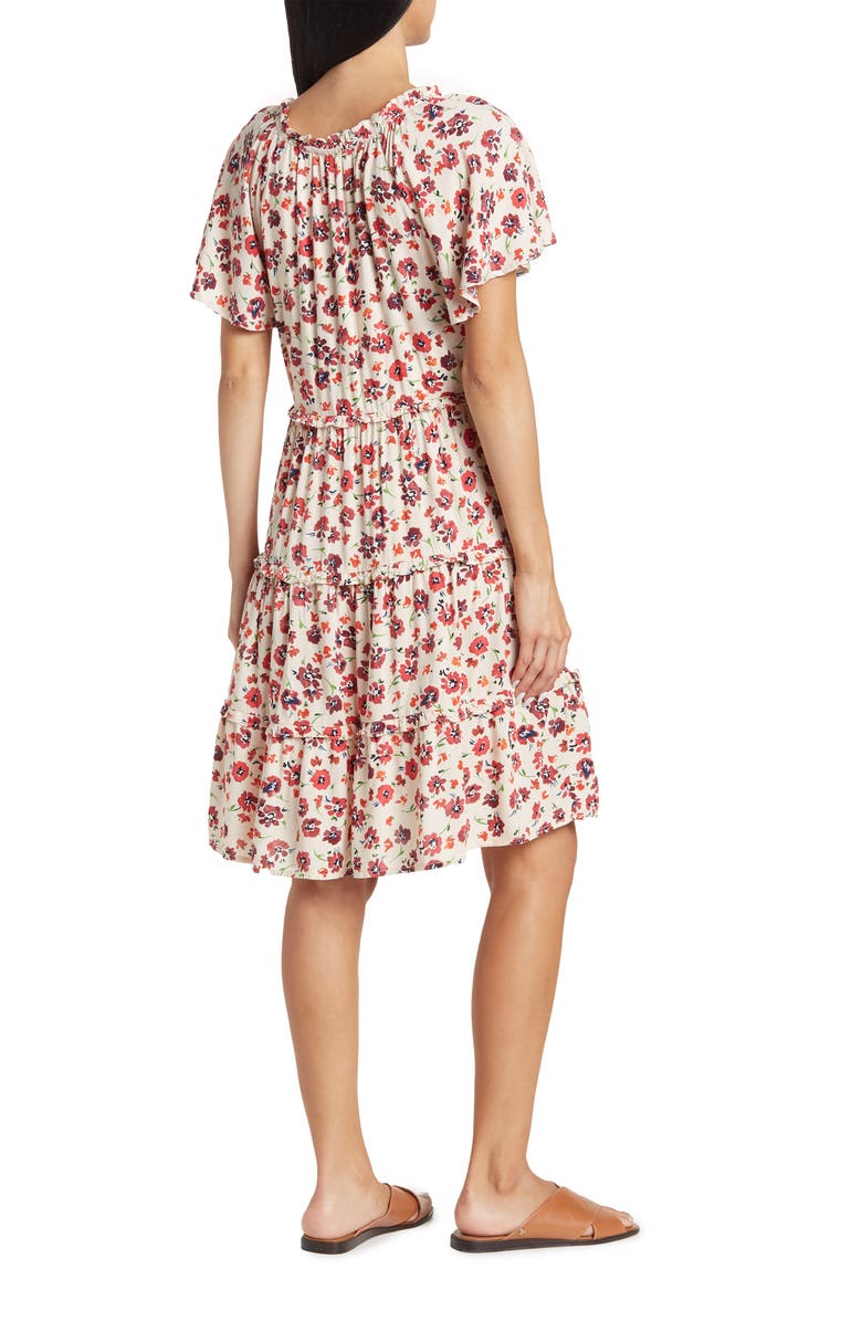 beachlunchlounge Women's Camila Floral Flutter Sleeve Dress, Alternate, color, Coquelicots