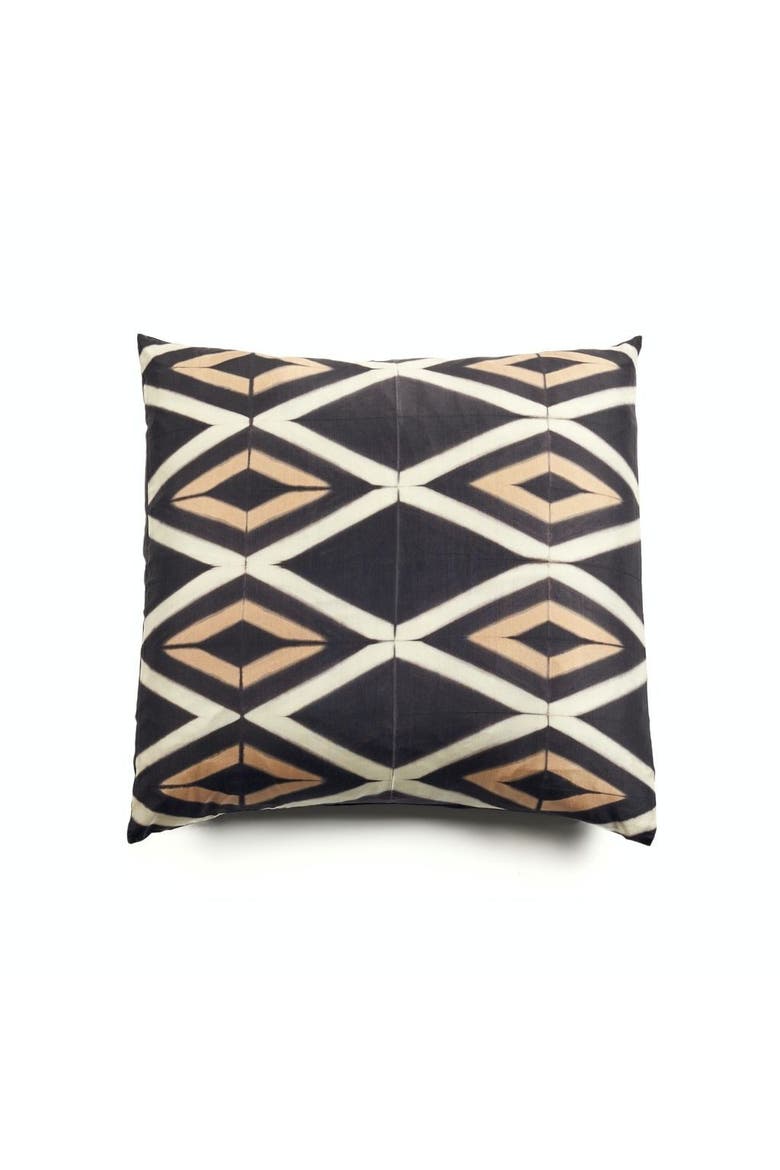 Tisa Black Handcrafted Shibori Print Mulberry Silk Pillow - Cover Only, Main, color, Black