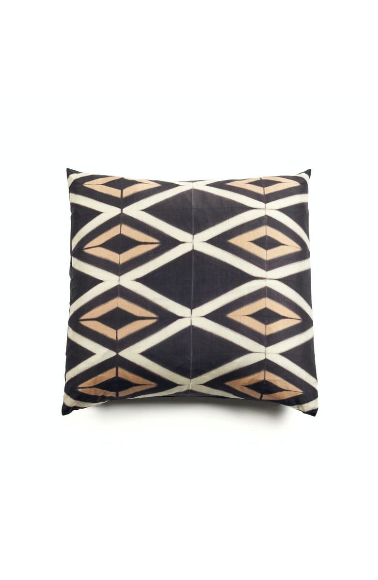 Studio Variously Tisa Black Handcrafted Shibori Print Mulberry Silk Pillow - Cover + Insert, Main, color, Black