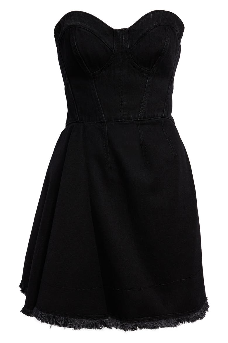 Sleeveless Denim Minidress, Alternate, color, BLACK
