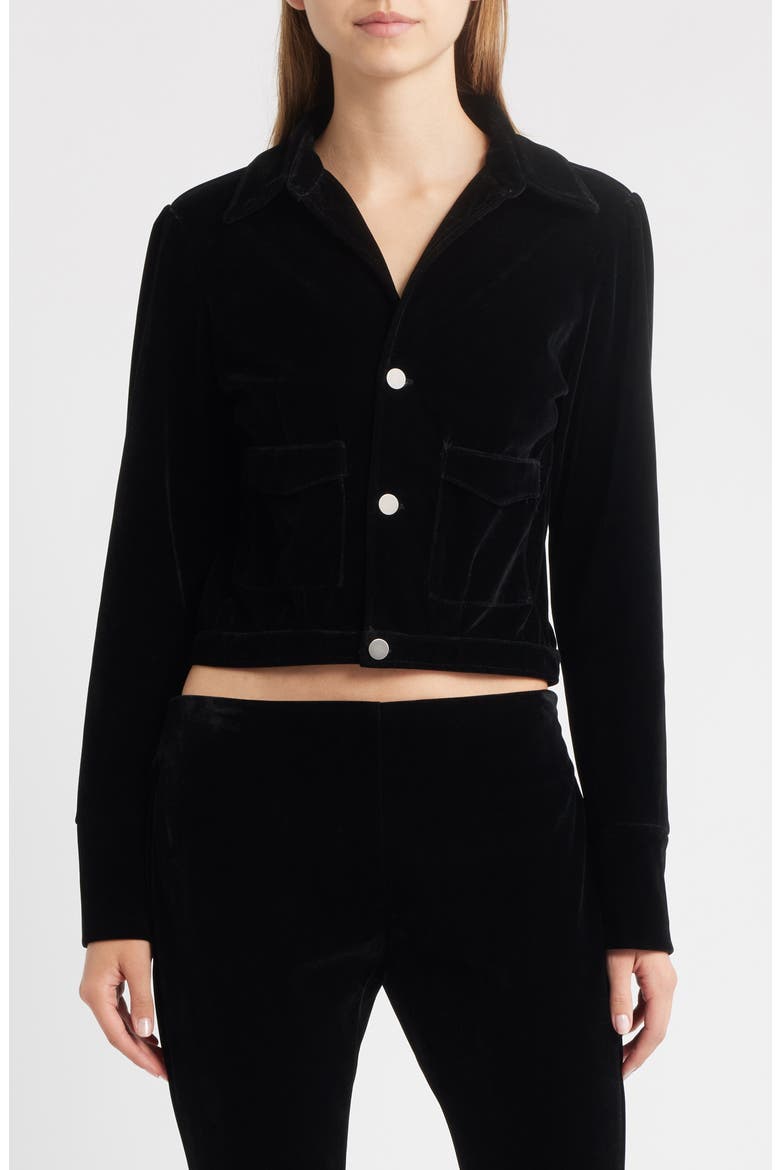 The Madi Velveteen Crop Jacket, Alternate, color, BLACK