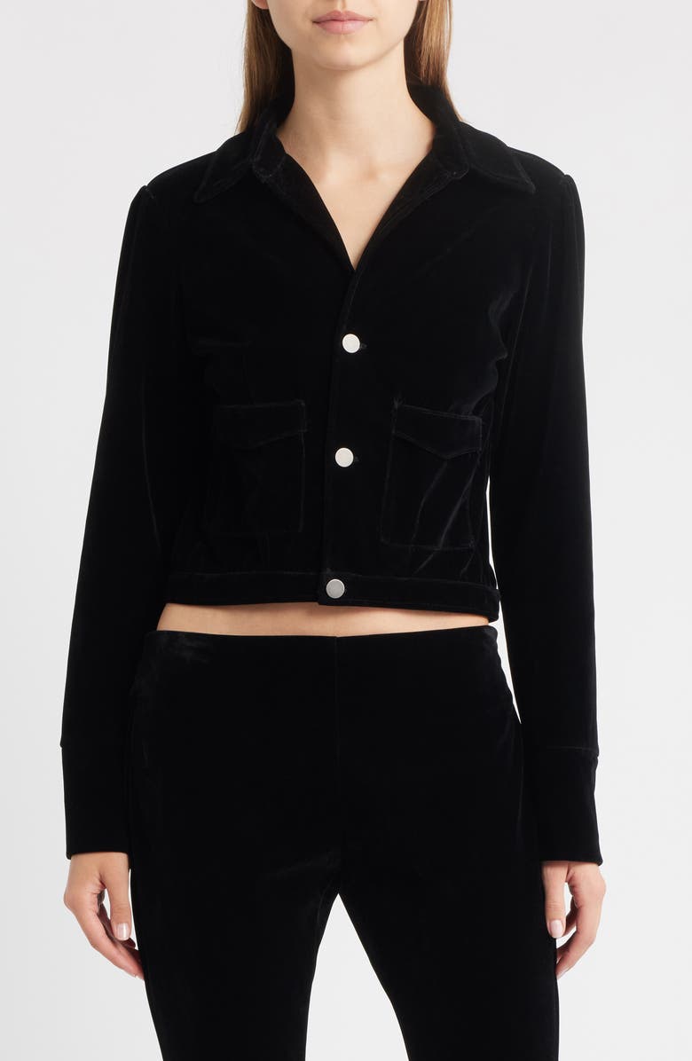 Bella Venice The Madi Velveteen Crop Jacket, Alternate, color, Black