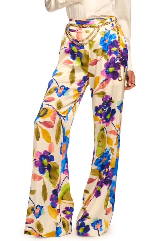 Ramy Brook Joss Floral Print Wide Leg Pants In Blue