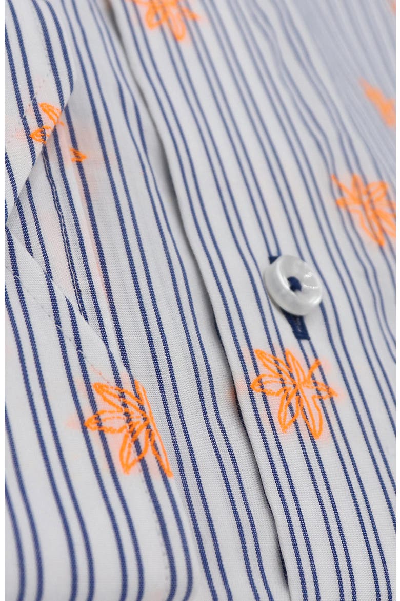 Trim Fit Stripe Neon Embroidery Dress Shirt, Alternate, color, WHITE/ BLUE