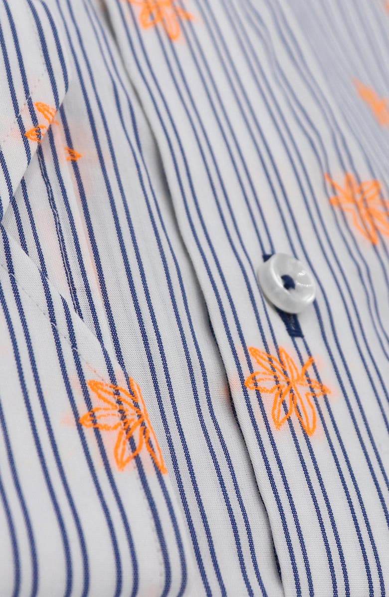 Lorenzo Uomo Trim Fit Stripe Neon Embroidery Dress Shirt, Alternate, color, White/ Blue