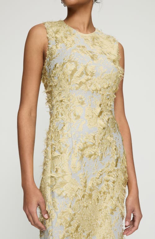 Shop Lafayette 148 New York Pastel Dust Jacquard Fringe Sheath Gown In Pencil Grey Multi