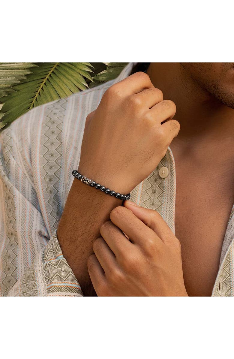 Karma and Luck Spiritual Fortress - Hematite Evil Eye Charm Bracelet, Alternate, color, Black/Bronze