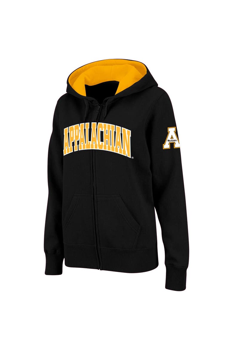 Women's Stadium Athletic Black Appalachian State Mountaineers Arched Name Full-Zip Hoodie, Main, color, Black