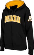 COLOSSEUM Women's Stadium Athletic Black Appalachian State Mountaineers Arched Name Full-Zip Hoodie