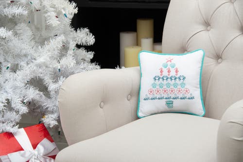 C & F Home C&f Home Coastal Tree Embroidered Christmas Holiday Small/petite Accent Pillow, 10" X 10" In Multi