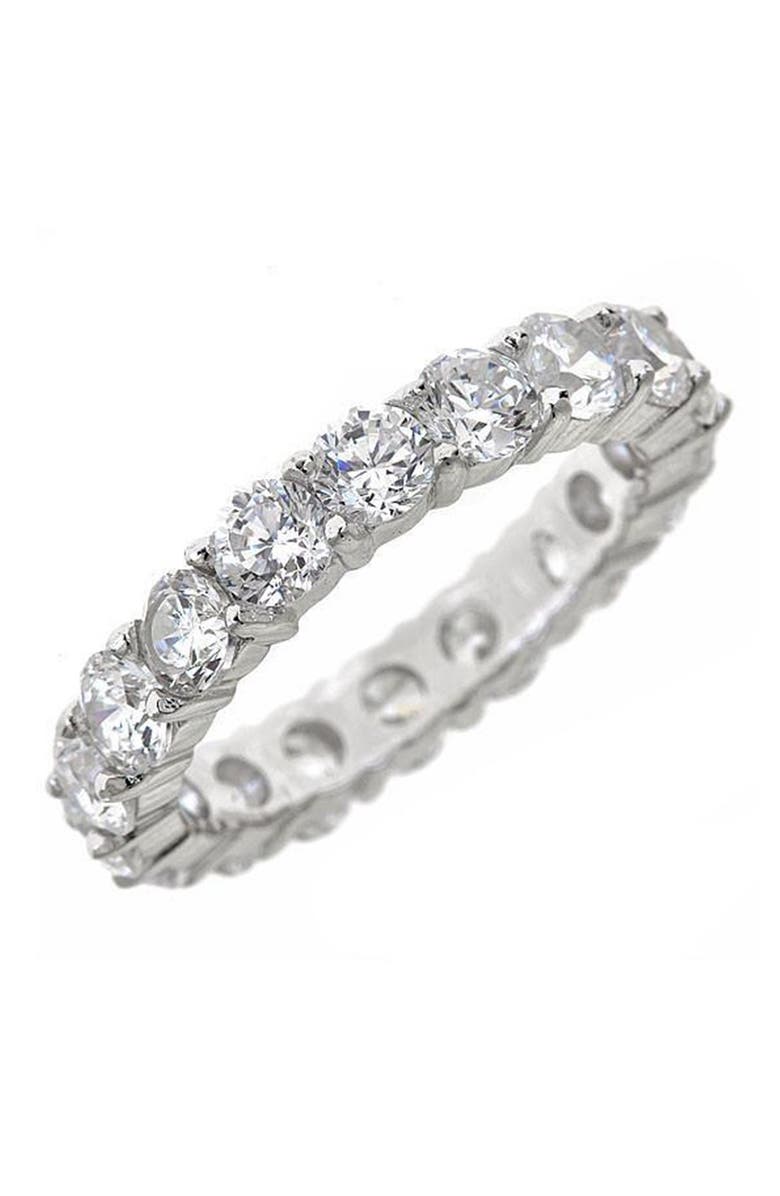 Sterling Forever Sterling Silver CZ Eternity Band Ring, Main, color,