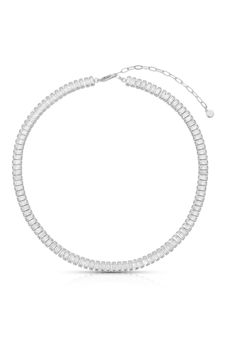 Cubic Zirconia Baguette Necklace, Main, color, SILVER