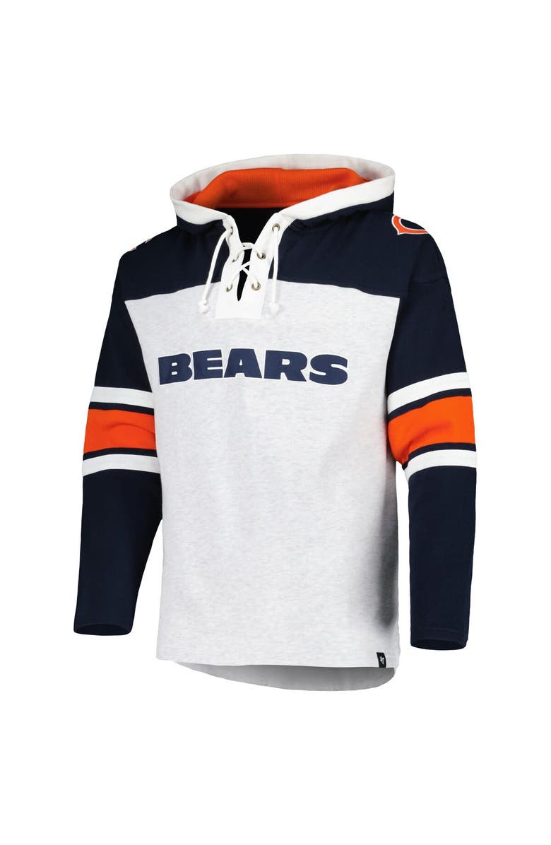 '47 Men's '47 Chicago Bears Heather Gray Gridiron Lace-Up Pullover Hoodie, Alternate, color, Heather Gray