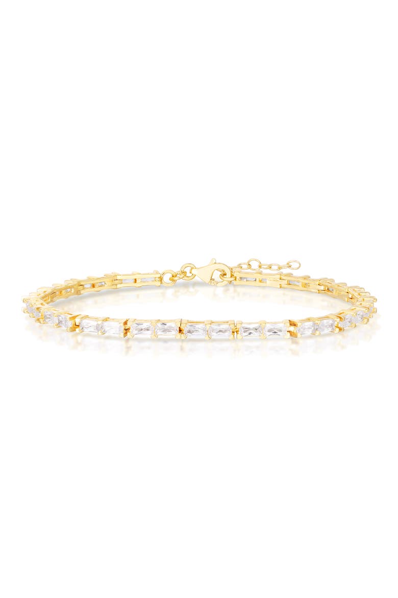 Baguette Cut Cubic Zirconia Tennis Bracelet, Main, color, GOLD