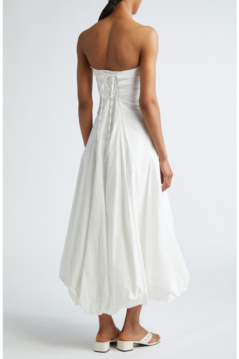 Globo Strapless Bubble Hem Midi Dress, Alternate, color, WHITE