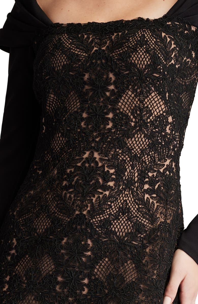 Tadashi Shoji Corded Lace Long Sleeve Body-Con Dress, Alternate, color, 