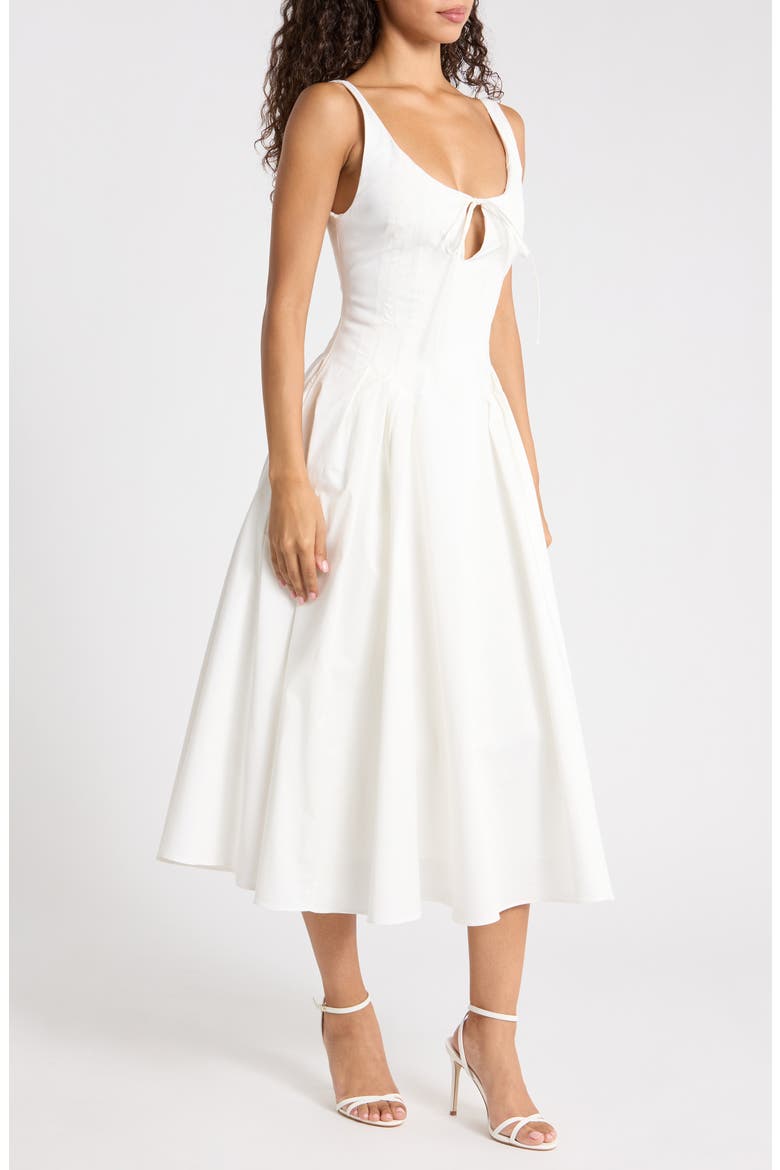 Alira Keyhole Cotton Dress, Alternate, color, WHITE