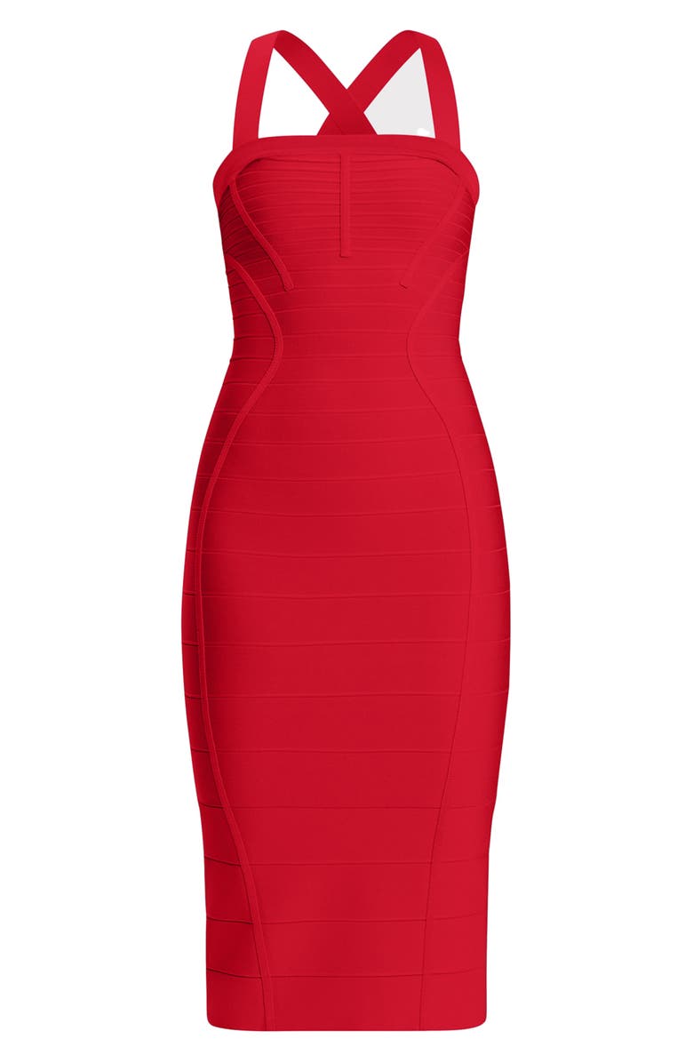 Herve Leger Crossback Bandage Midi Dress, Alternate, color,