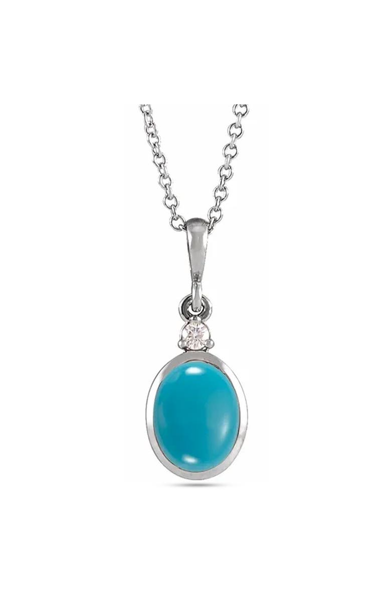 ALLUREZ Oval Natural Onyx & Diamond Pendant Necklace 14K 2.03ct, Main, color, Turquoise, White Gold