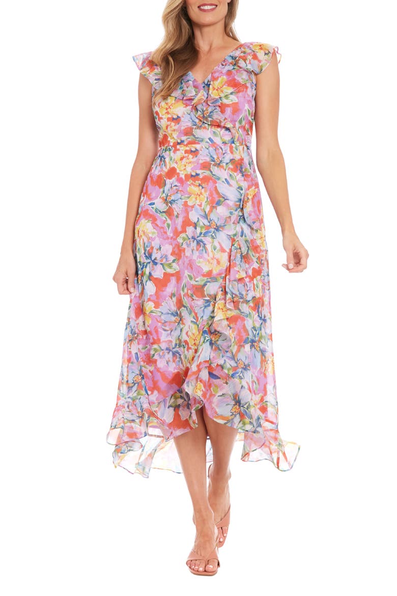 Floral Ruffle Maxi Dress, Main, color, LAVENDER BLUE