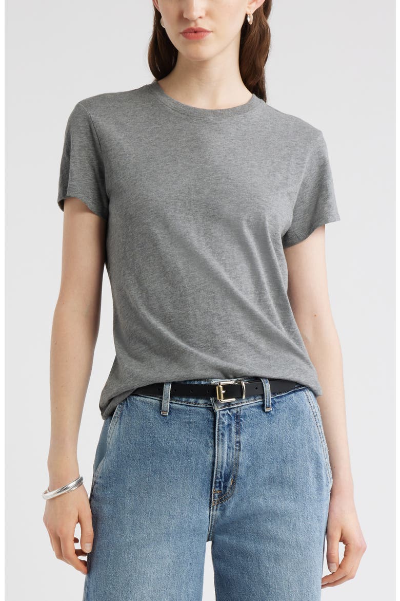 Pima Cotton Slub Crewneck T-Shirt, Main, color, GREY DARK HEATHER