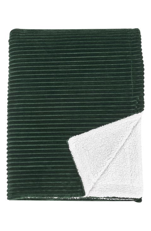 Ribbed Faux Shearling Reversible Blanket