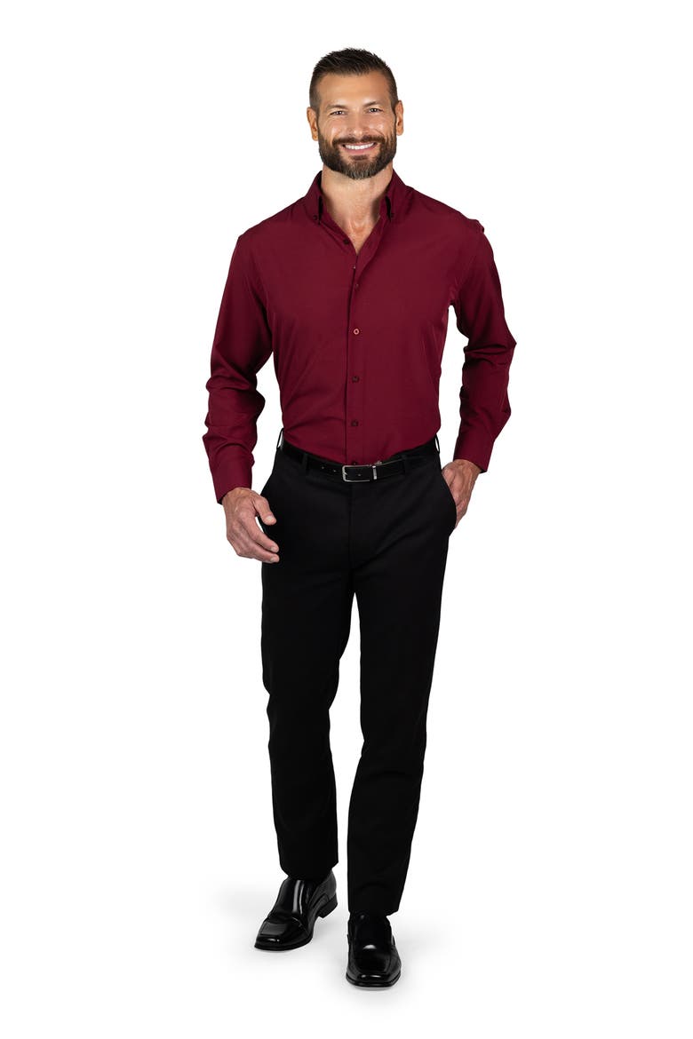 Trim Fit Solid Dress Shirt, Alternate, color, BURGUNDY