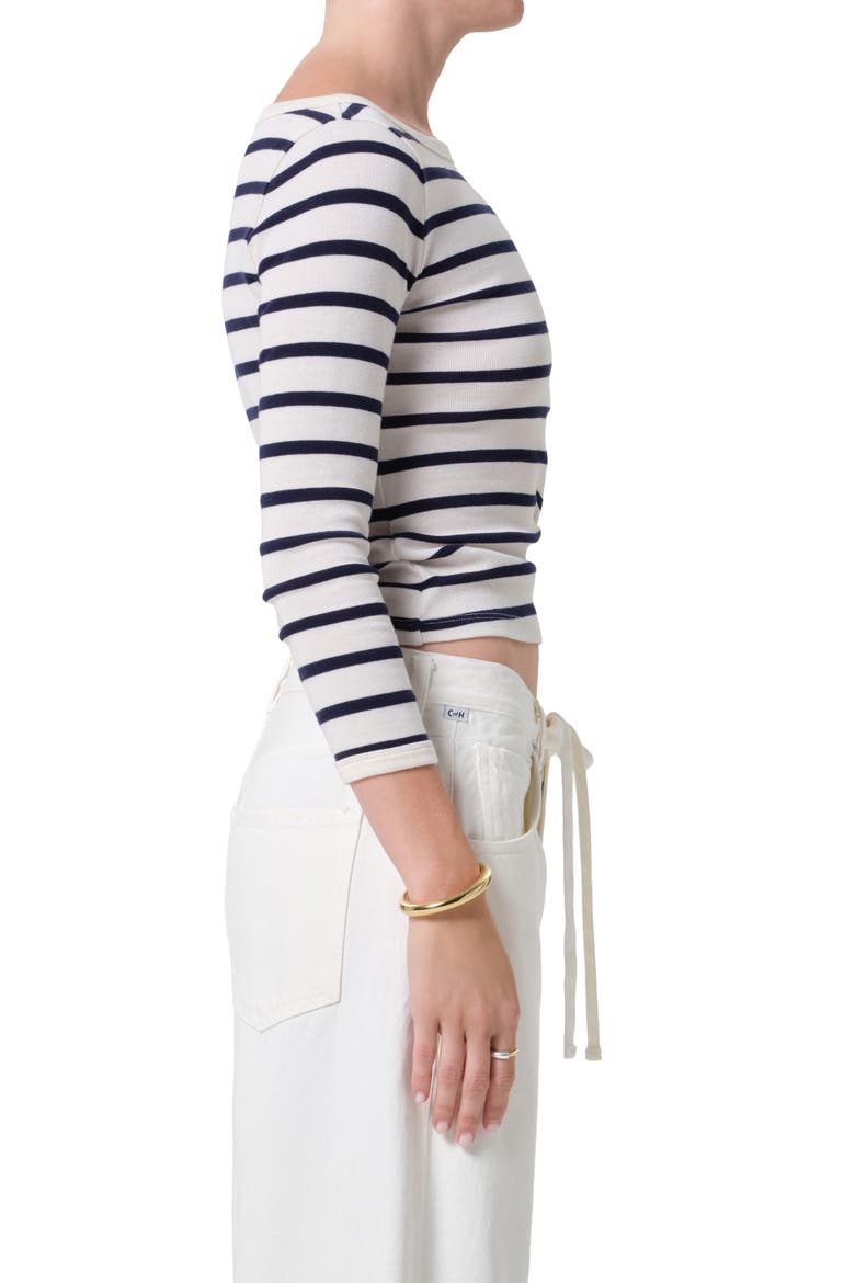 Stripe Boat Neck Long Sleeve Rib T-Shirt, Alternate, color, AZURE STRIPE