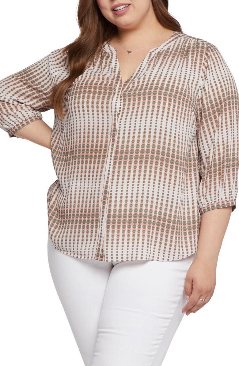 NYDJ Semisheer Pintuck Blouse, Main, color, Desert Oracle