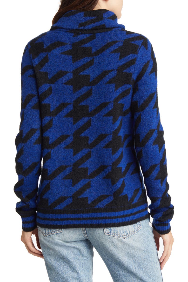 Kimberly Houndstooth Roll Neck Sweater, Alternate, color, SODALITE BLUE PATTERN BLK