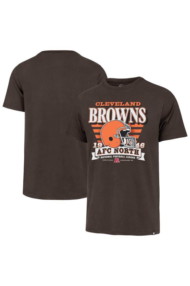 Men's '47 Brown Cleveland Browns Stripe Splash Franklin Throwback T-Shirt, Main, color, Brown