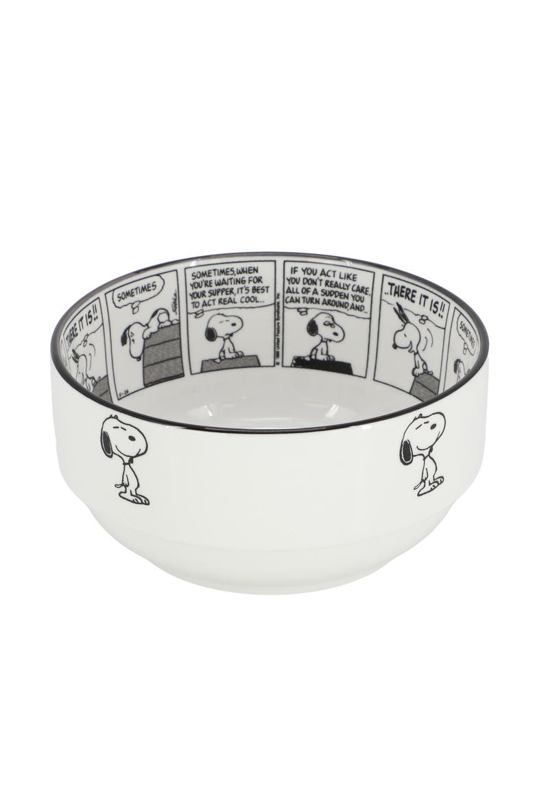 Sunday Strips 2 Piece 6 Inch Round Fine Ceramic Bowl Set, Alternate, color, White