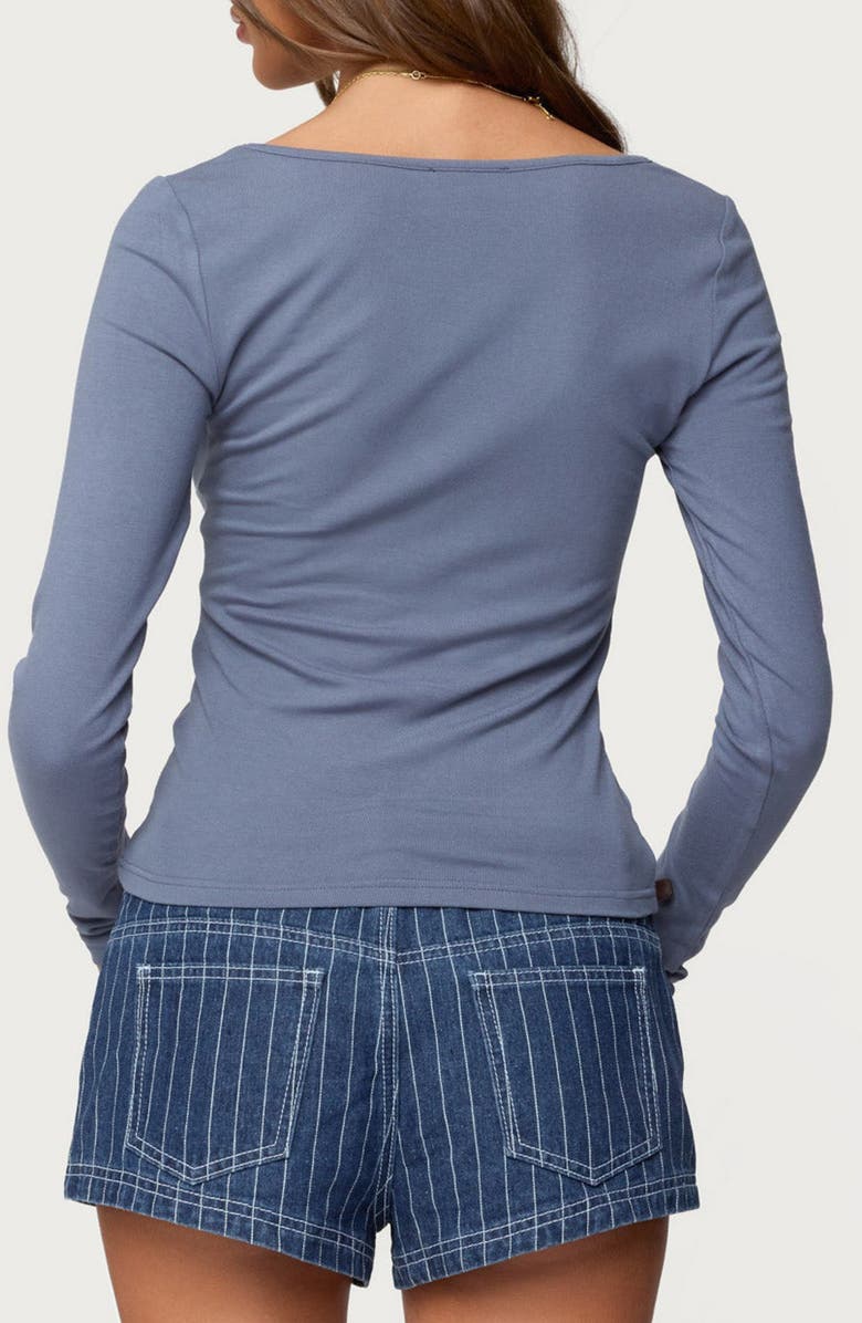 EDIKTED Moreen Long Sleeve V-Neck T-Shirt, Alternate, color, Blue