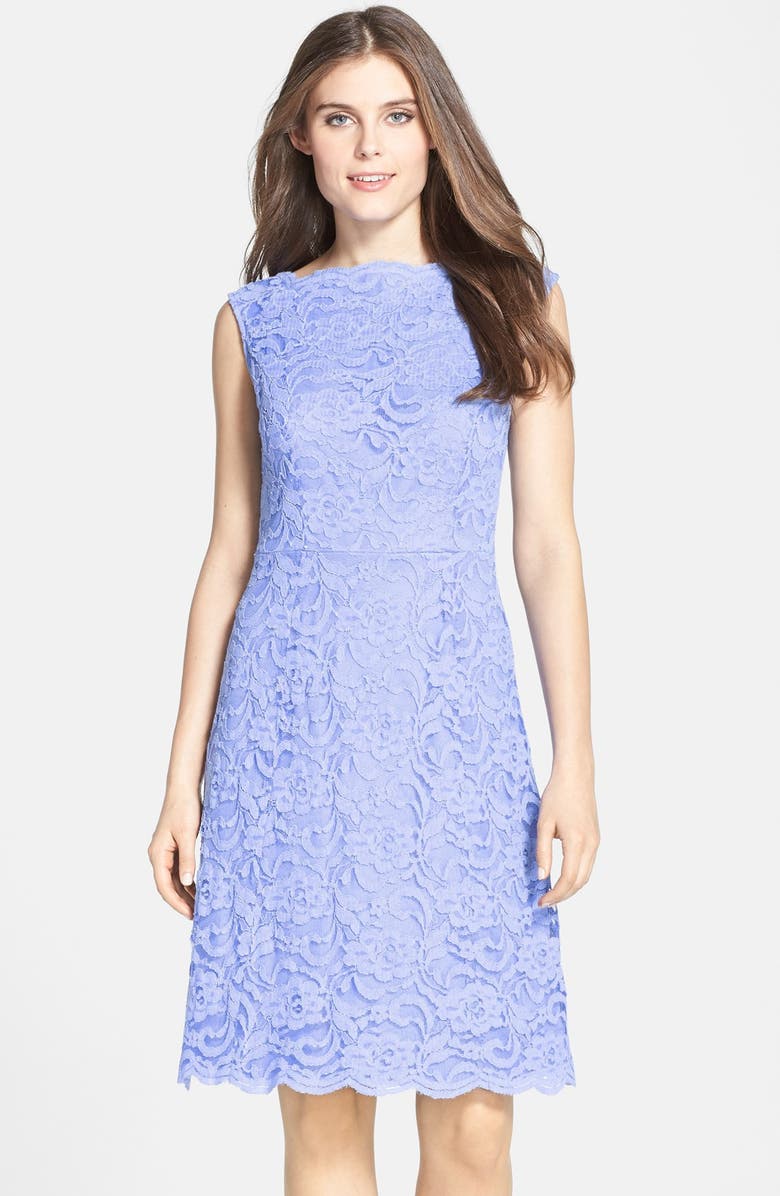 Chetta B Scalloped Lace A-Line Dress, Main, color, 