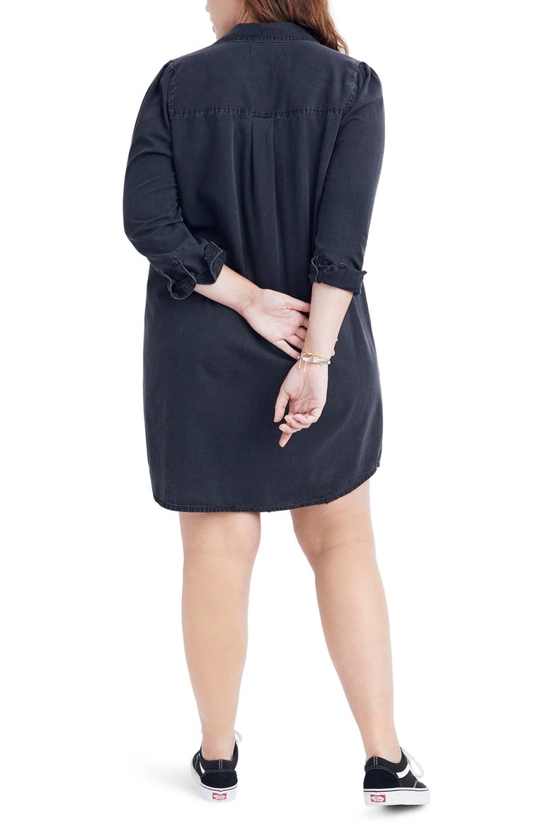 Denim Puff Sleeve Shirtdress, Alternate, color, KELSEY WASH