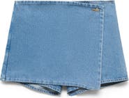 MANGO Faux Wrap Denim Skort