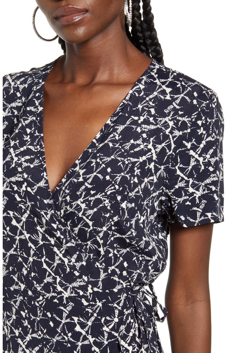 Nille Short Sleeve Woven Maxi Wrap Dress, Alternate, color, NIGHT SKY