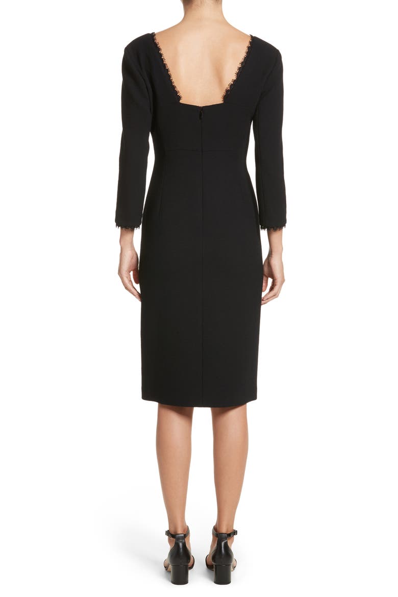 Shandy Lace Trim Wool Dress, Alternate, color, BLACK