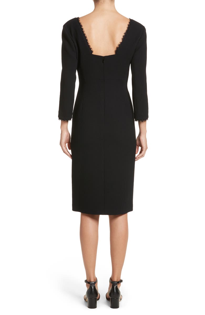 Lafayette 148 New York Shandy Lace Trim Wool Dress, Alternate, color,