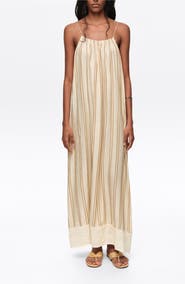 Bimba y Lola Striped Linen Midi Dress