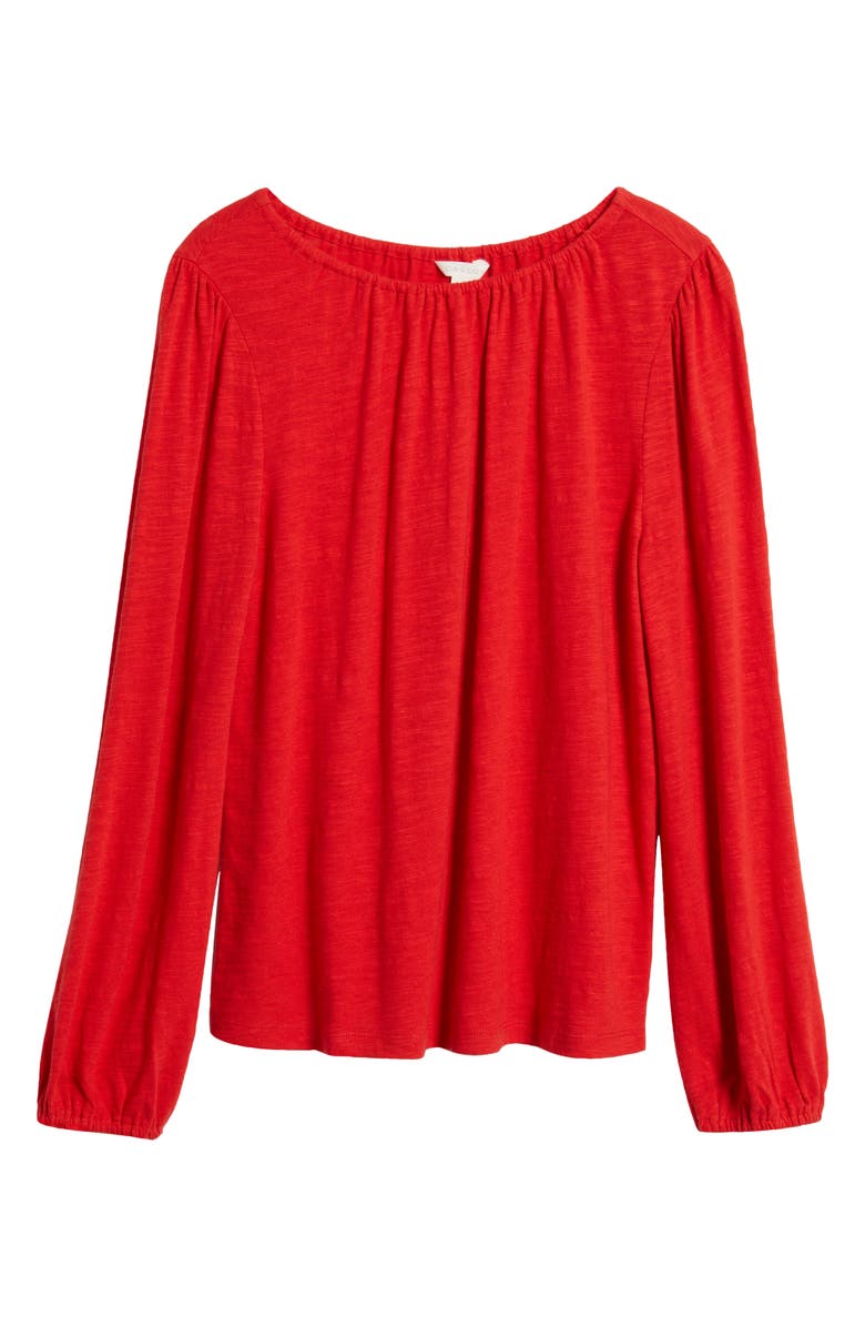 Caslon<sup>®</sup> Gathered Neck Top, Alternate, color, Red Goji