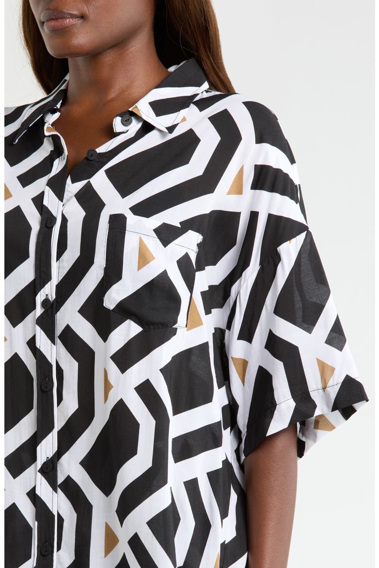 Aloha Cover-Up Shirt, Alternate, color, BLACK PRINT