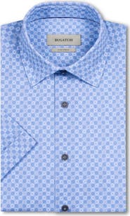 Bugatchi Miles OoohCotton® Medallion Print Short Sleeve Button-Up Shirt